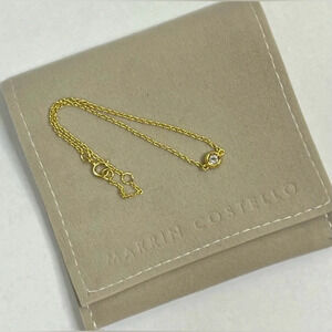 Marrin Costello Soleil Bracelet White Topaz 14kt Gold Plated Delicate 7" NEW